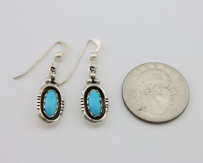 Navajo Dangle Earrings 925 Silver Sleeping Beauty Native Artist C80s