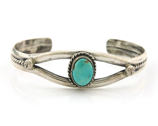 Navajo Cuff Bracelet Sterling Silver Natural Turquoise Native Vintage