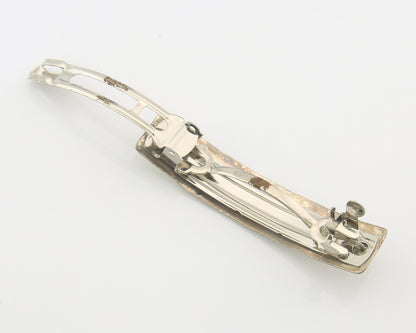 Vintage Navajo Barrette 925 Sterling Silver Hand Stamped Native American