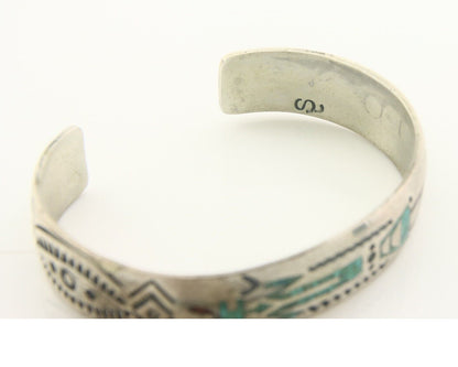 Navajo Bracelet 925 Silver Inlaid Turquoise Coral Artist Signed Stanley Bain C80