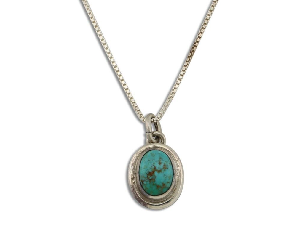 Navajo Necklace 925 Silver Natural Kingman Turquoise Native Artist C.2008
