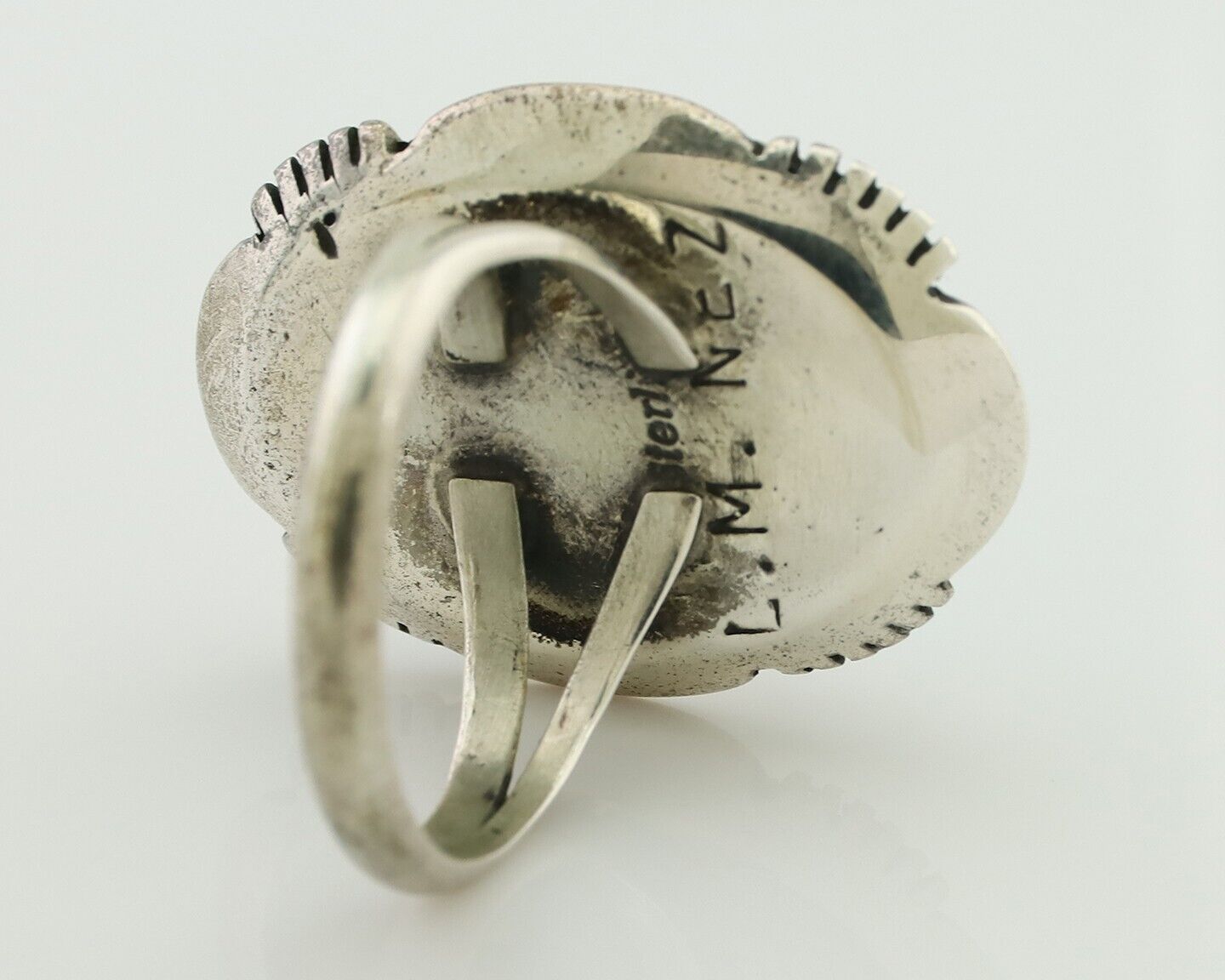 Navajo Ring 925 Silver Blue Sleeping Beauty Turquoise Signed LM NEZ C.80's