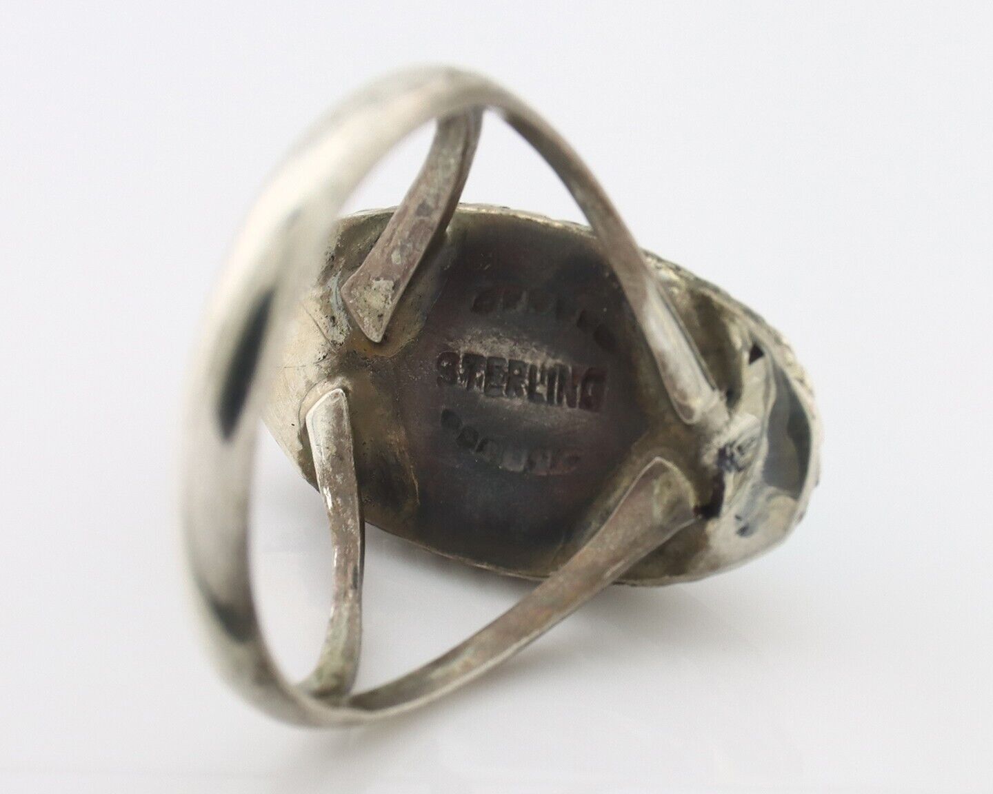 Navajo Ring .925 Silver Natural Kingman Turquoise Native American Signed C.80's