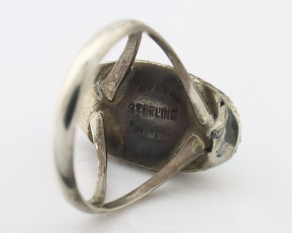 Navajo Ring .925 Silver Natural Kingman Turquoise Native American Signed C.80's