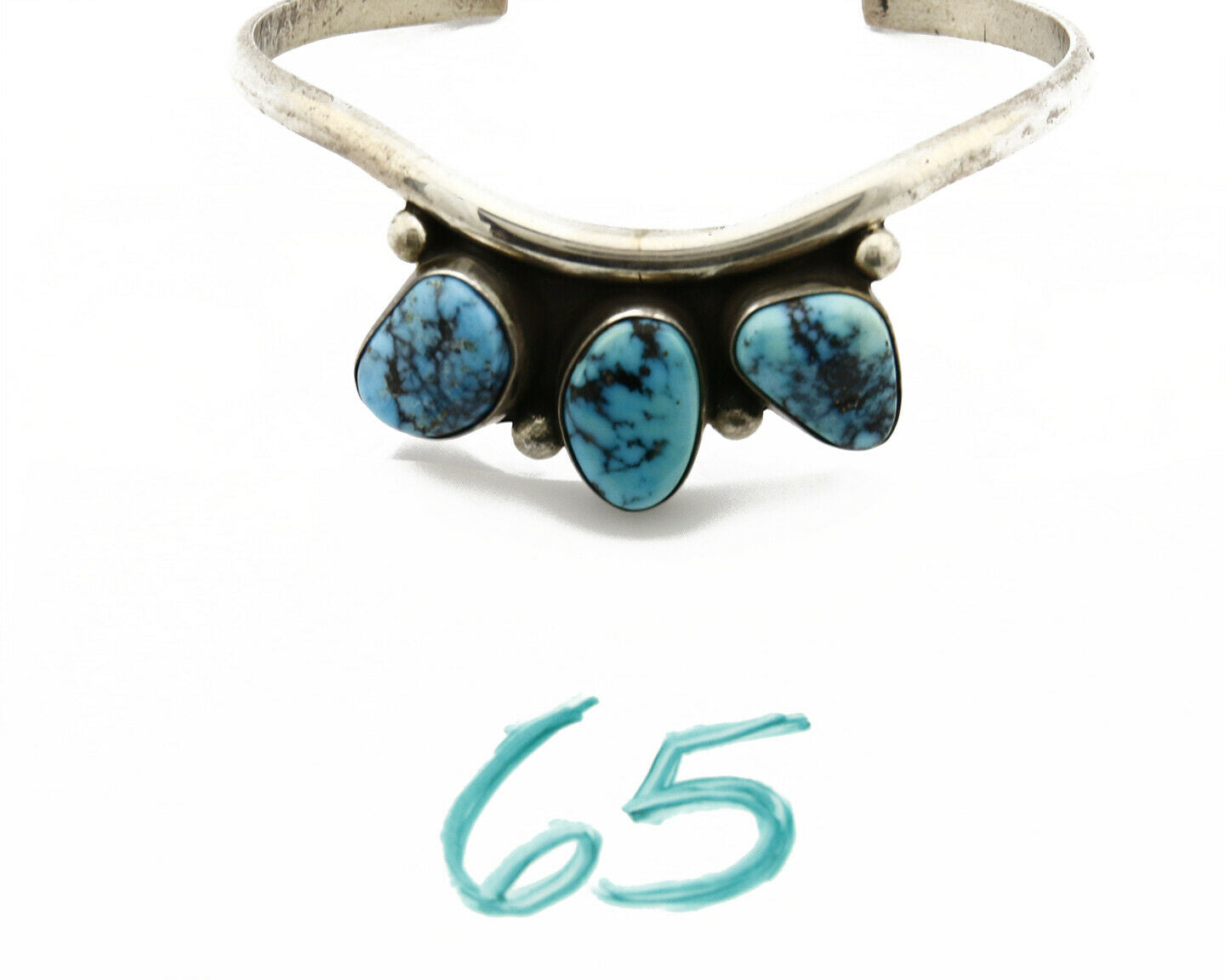 Navajo Natural Blue Turquoise .925 SOLID Silver Cuff Bracelet