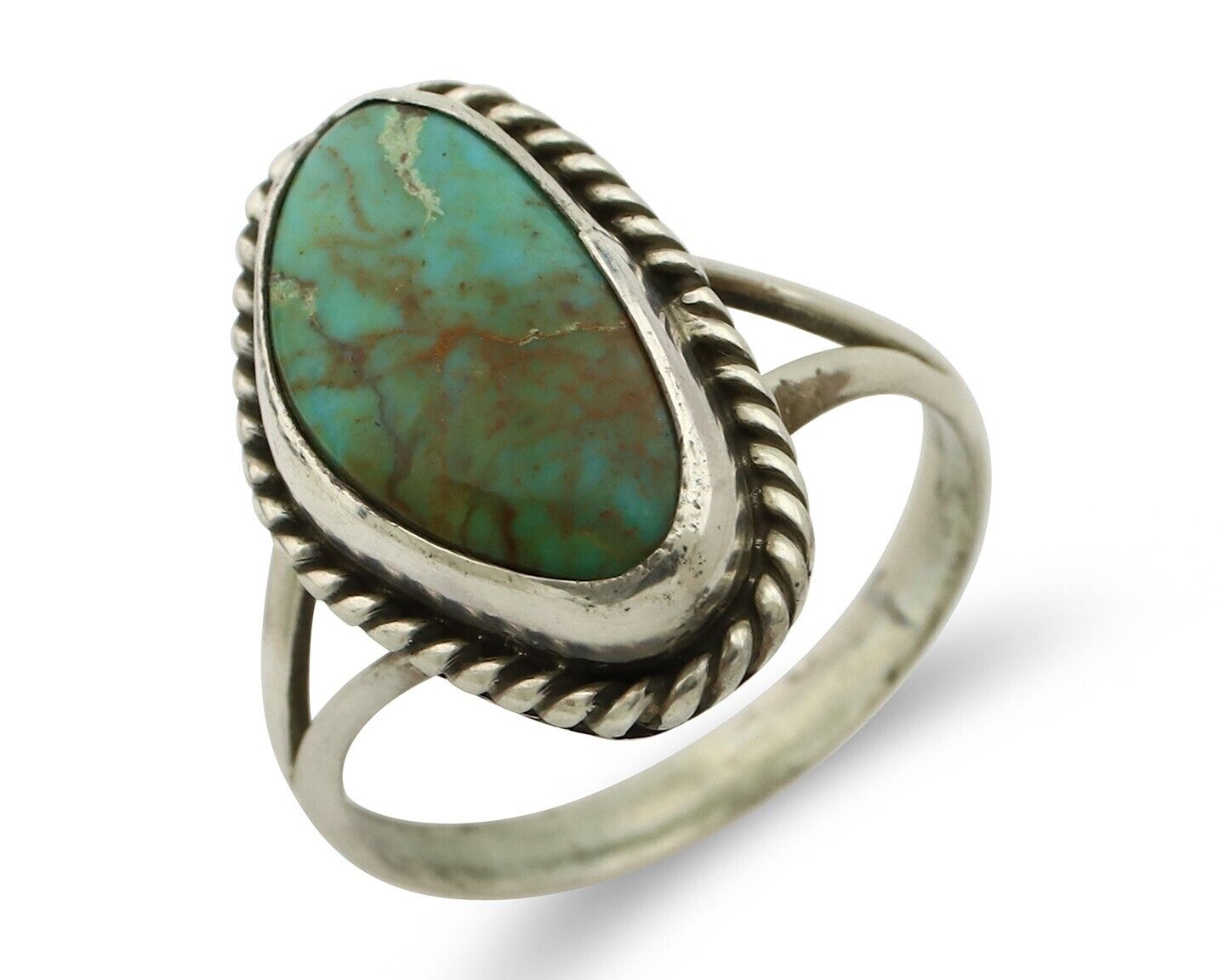 Navajo Ring 925 Silver Natural Turquoise Artist Signed Rabbit Stick C.80's