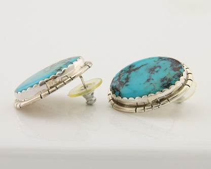 Navajo Earrings 925 Silver Blue Turquoise Native American Artist C.80's