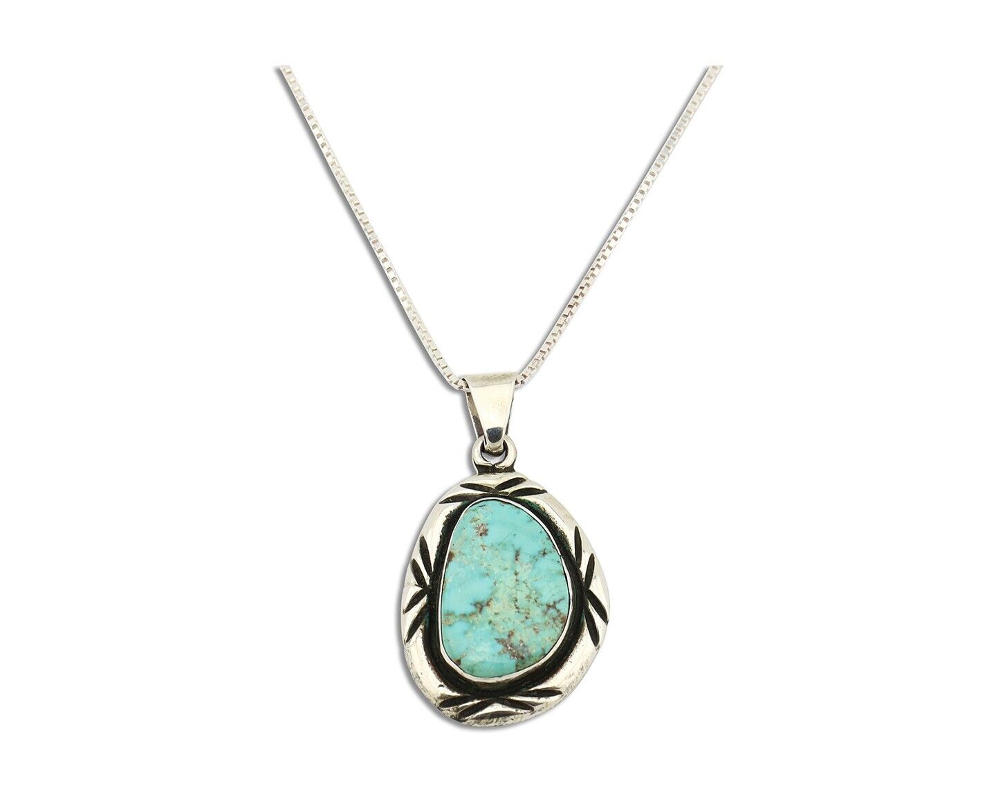 Navajo Necklace 925 Silver Spiderweb Turquoise Signed C Montoya C.80's