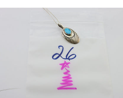 Navajo Necklace Pendant 925 Silver Turquoise Native American Artist C.80's