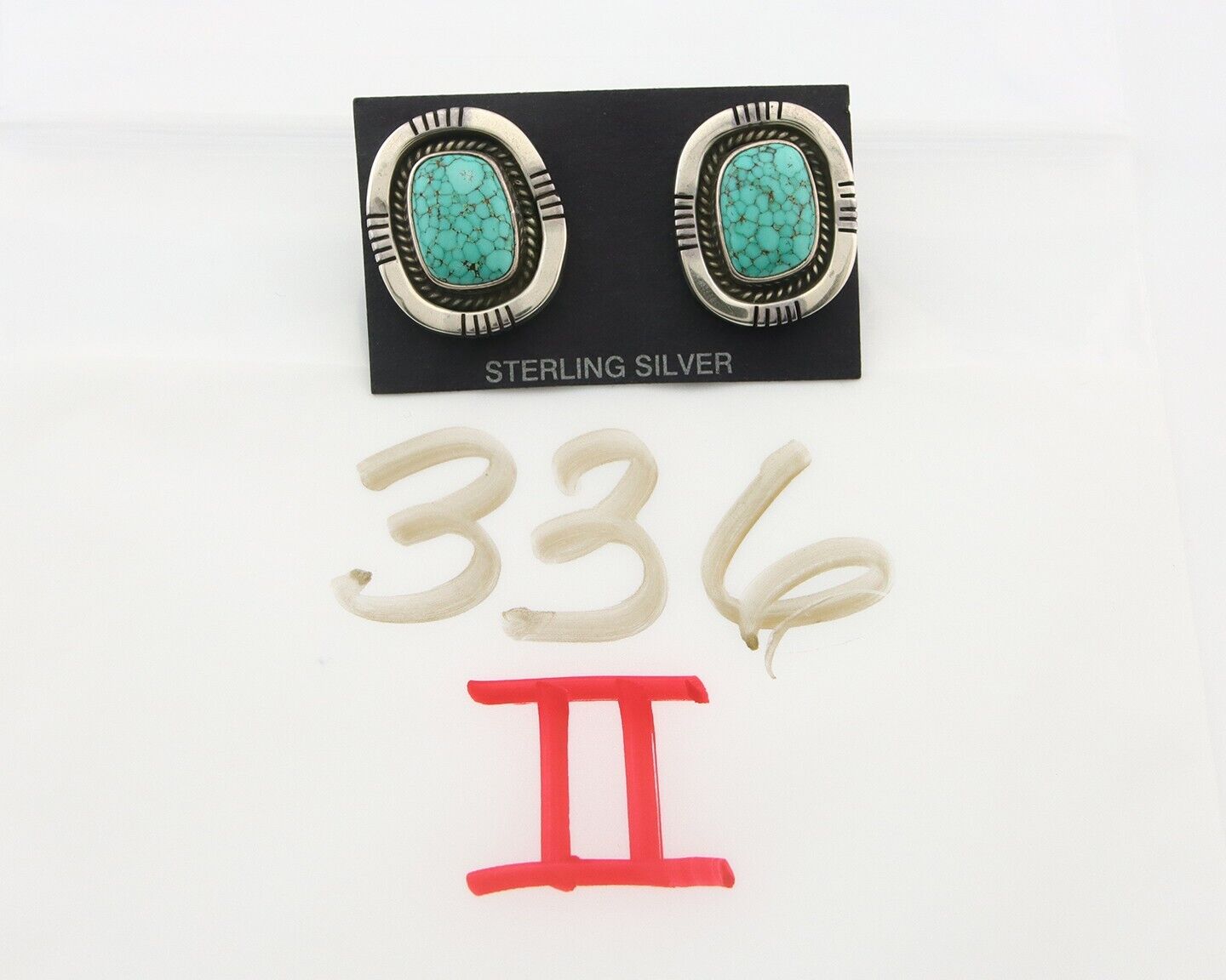 Navajo Earrings 925 Silver Spiderweb Turquoise Artist Signed Harold Becenti C80s