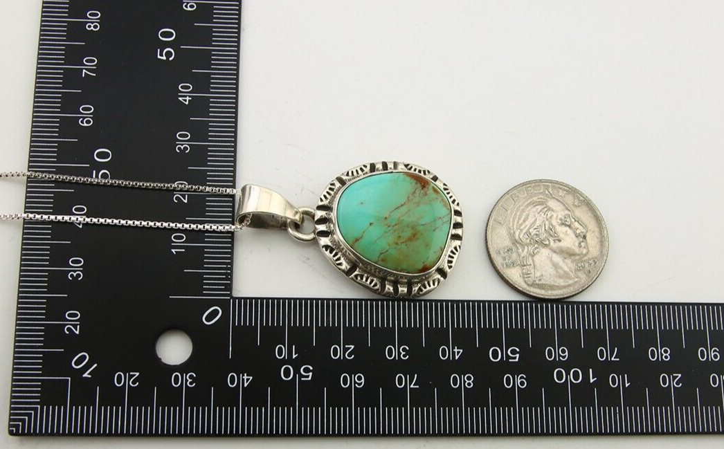 Navajo Necklace 925 Silver Natural Turquoise Artist Signed Gecko C.80's