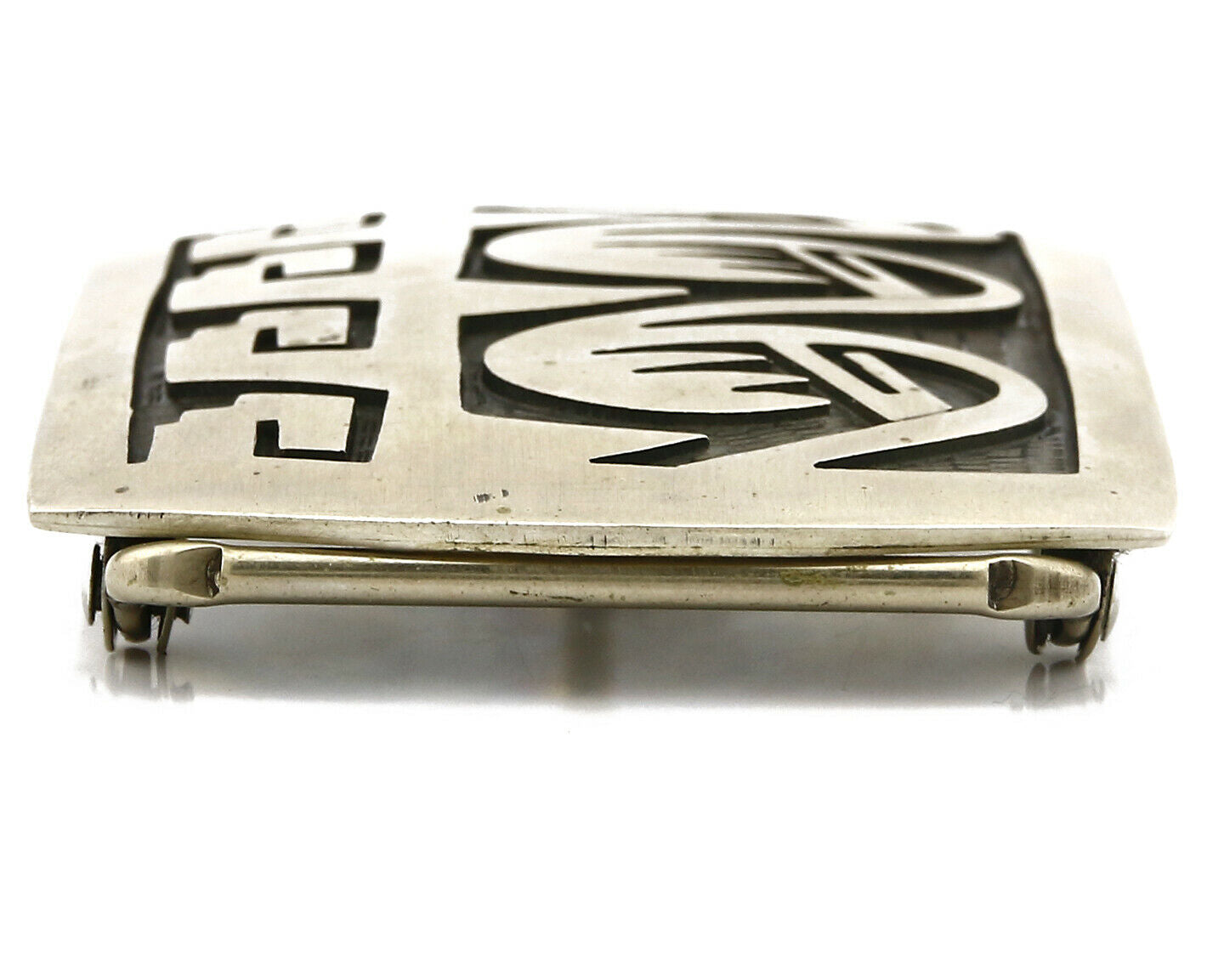 Navajo Belt Buckle .925 SOLID Sterling Silver Handmade Overlay Circa 1980's