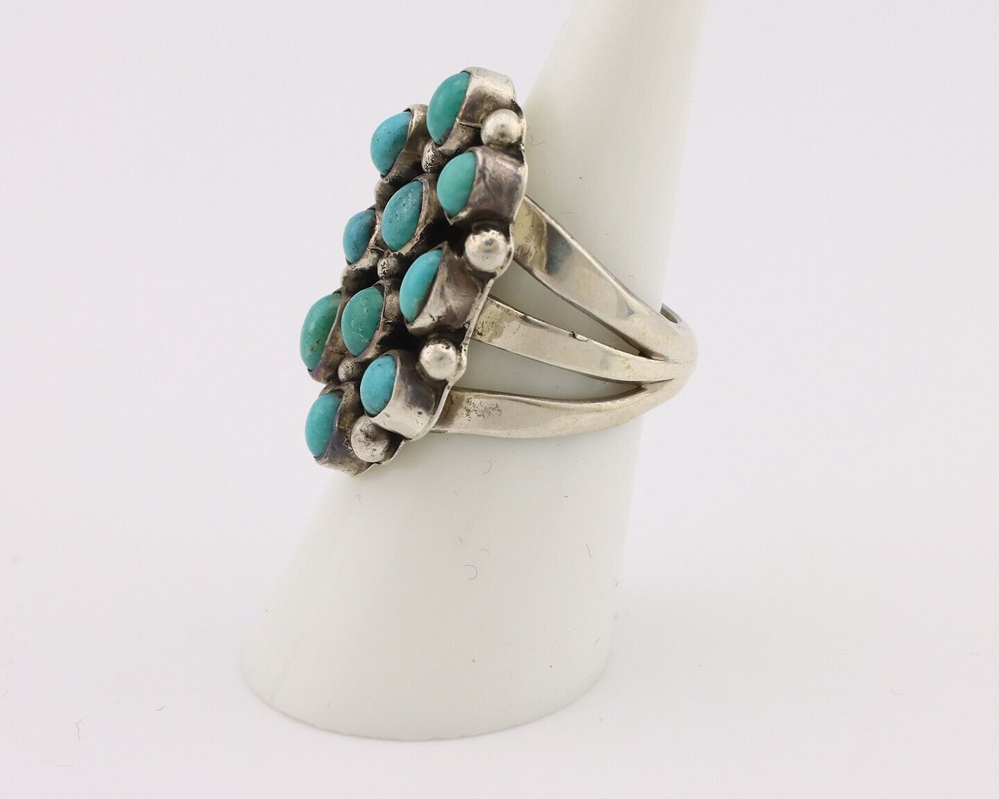 Navajo Ring .925 Silver Natural Blue Turquoise Native American Artist C.80's