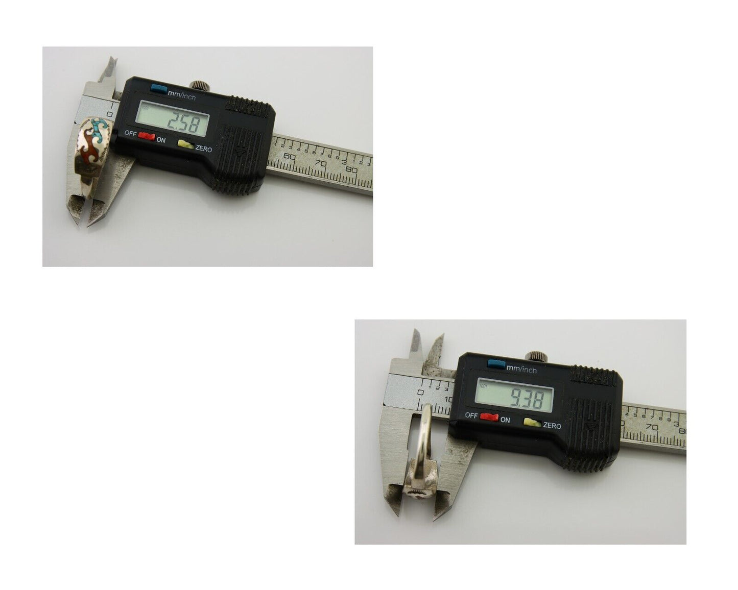 Men Navajo Wave Ring 925 Silver Coral & Turquoise Native Artist C.80's