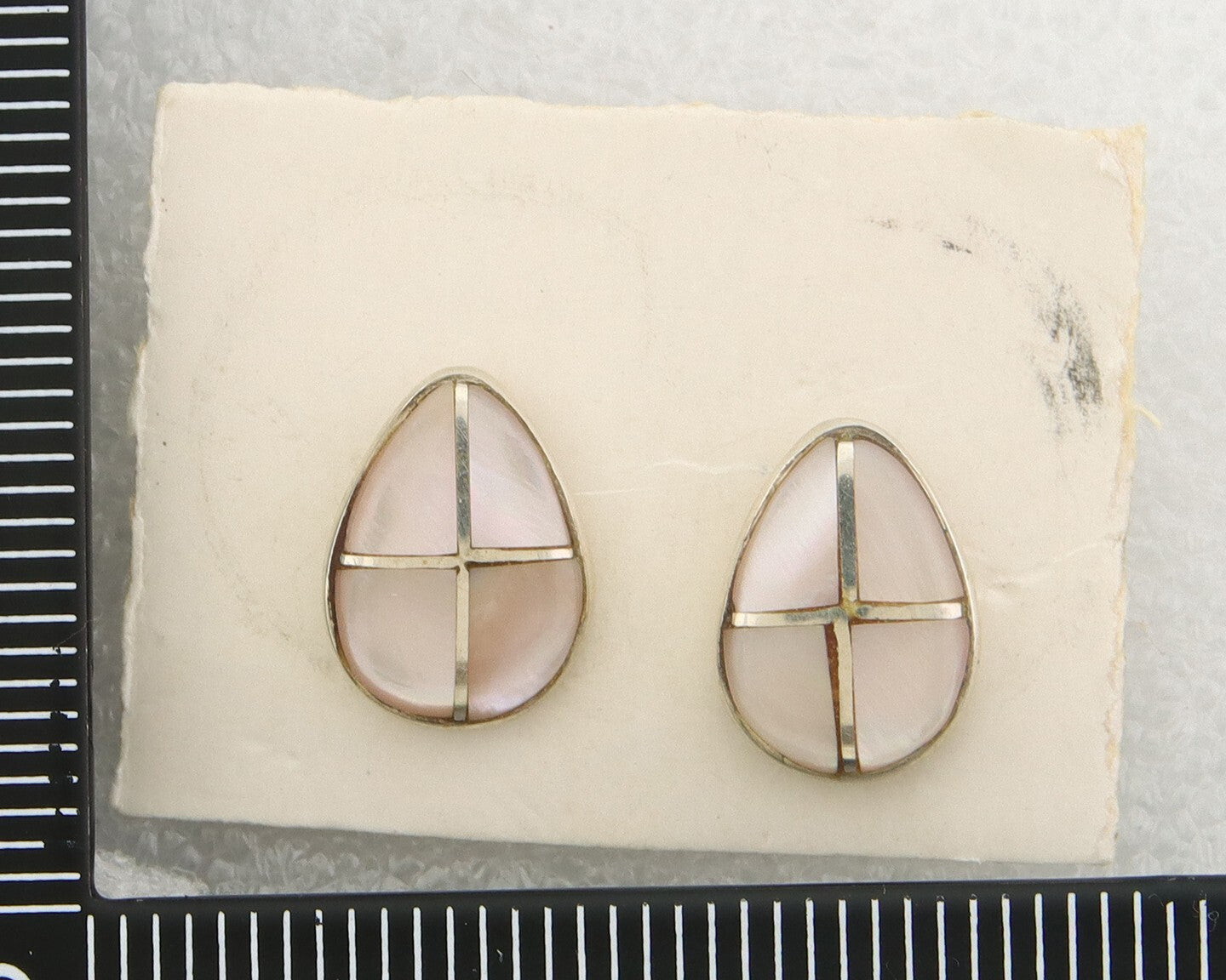 Navajo Earrings 925 Silver Pink Mussel Native American Artist C.80's