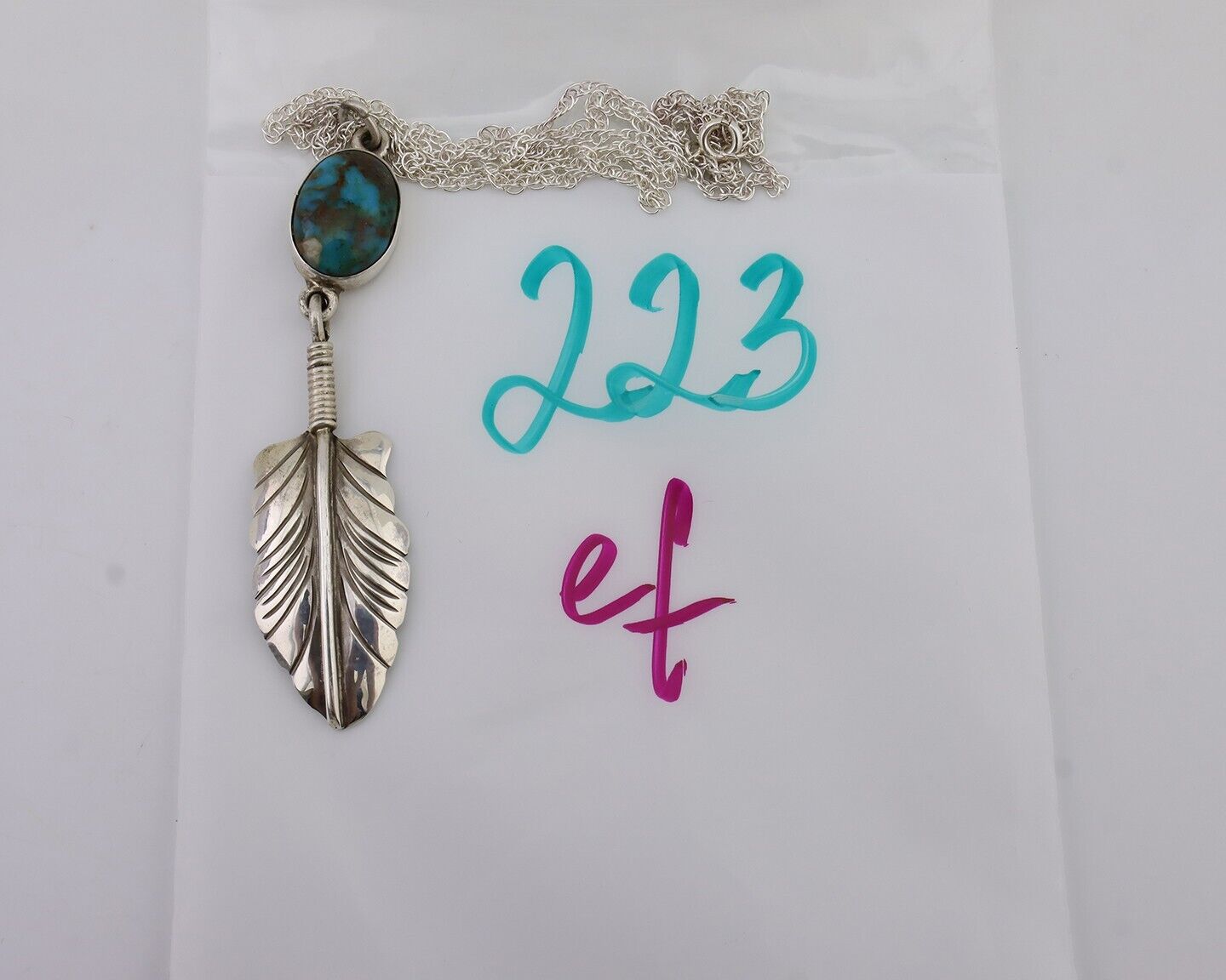 Navajo Turquoise Necklace 925 Silver Artist Signed M Montoya C.80's