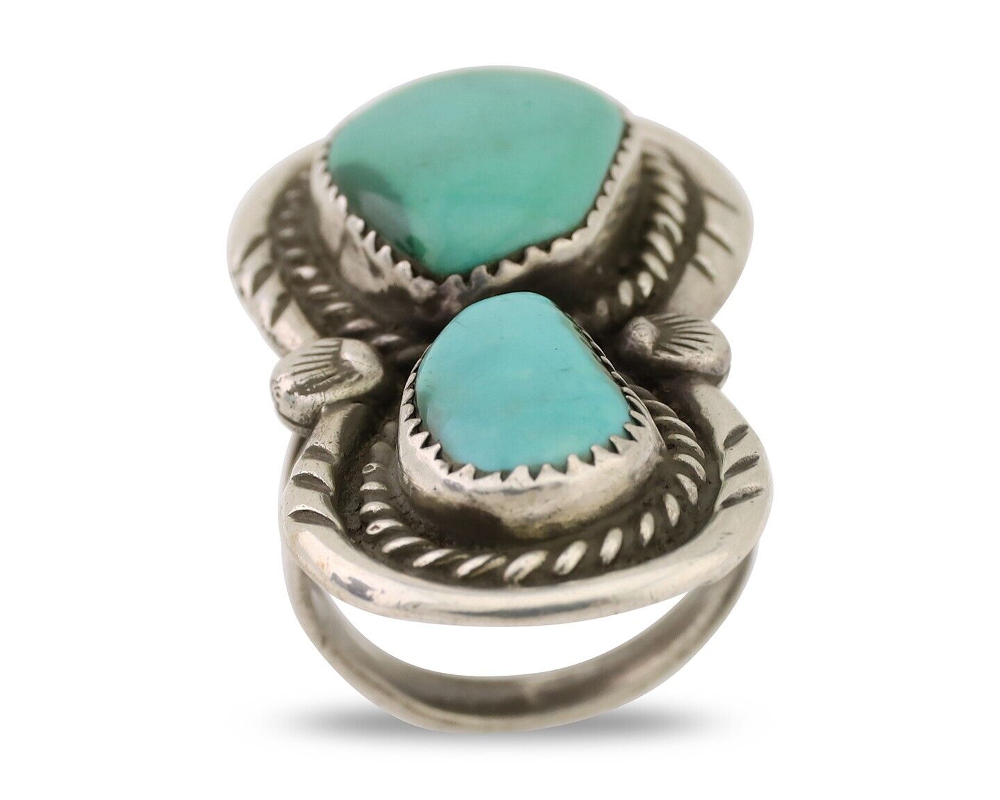 Navajo Handmade Ring 925 Silver Natural Tuquoise Artist Signed Rose C.80's