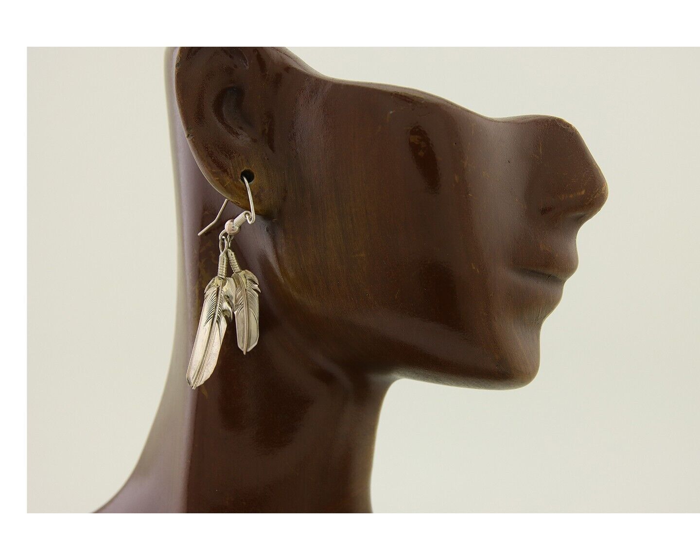 Navajo Earrings 925 Silver Dangle Eagle Feather Native American Artist C.80's