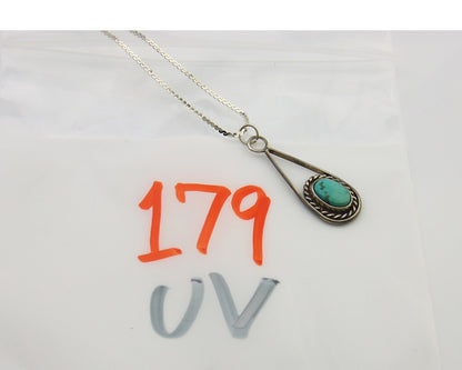 Navajo Necklace 925 Silver Natural Turquoise Artist Native American C.80's