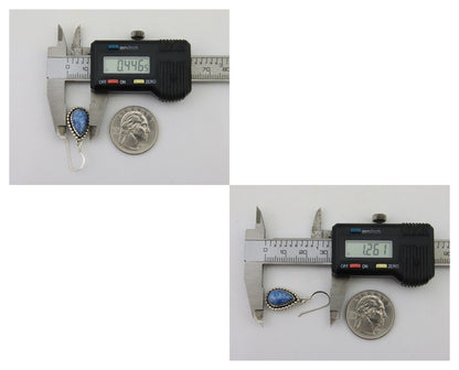 Navajo Earrings 925 Silver Blue Denim Lapis Artist Signed First Eagle C.80's