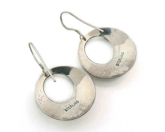 Navajo Dangle Earrings Sterling Silver Natural Gemstones Vintage Handmade