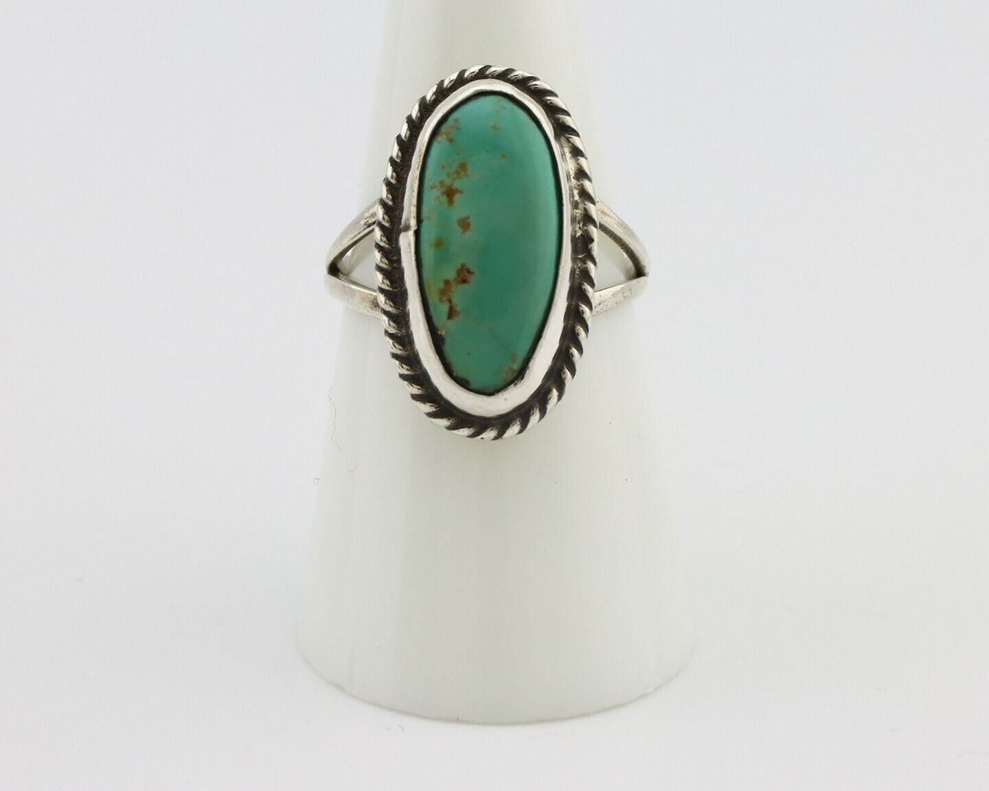 Navajo Ring 925 Silver Kingman Turquoise Native American Artist C.80's
