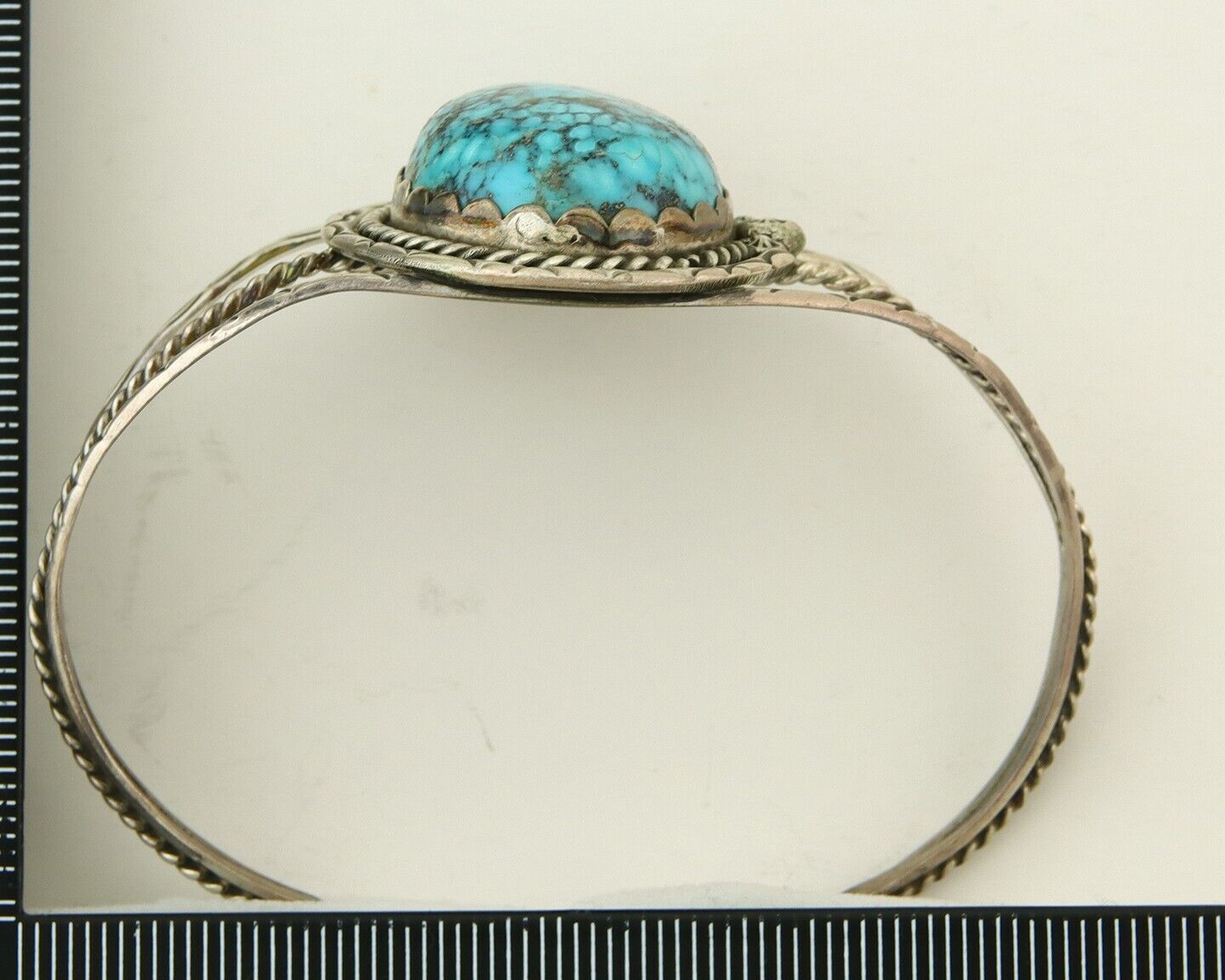 Navajo Bracelet 925 Silver Natural Blue Turquoise Native American Artist C.80s