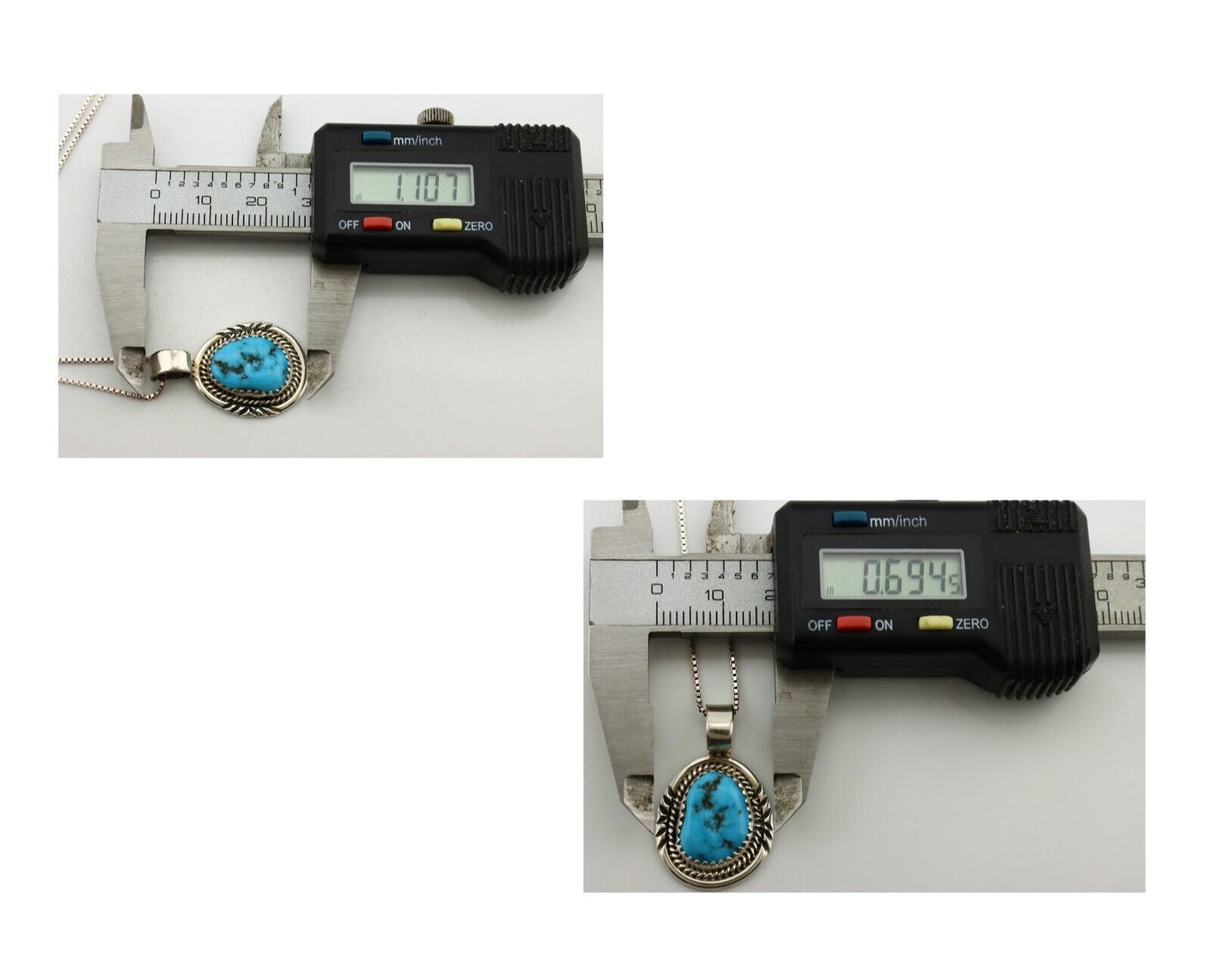Navajo Necklace 925 Silver Sleeping Beauty Turquoise Signed Anna Begay C.80's