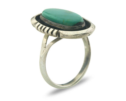 Navajo Ring 925 Sterling Natural Blue Turquoise Native Artist C.80's Size 7.75