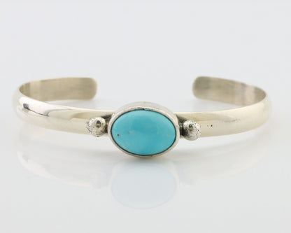 Navajo Cuff Bracelet 925 Silver Natural Blue Turquoise Native American C.80's