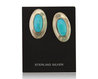 Navajo Earrings 925 Silver Natural Turquoise Native American Artist C.80's