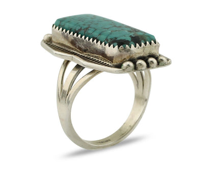 Navajo Ring 925 Silver Spiderweb Turquoise Artist Signed D C.80's