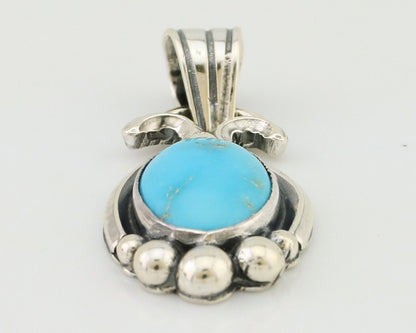 Navajo Pendant 925 Silver Natural Turquoise Artist Signed RB C.80's