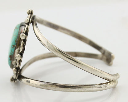Navajo Bracelet 925 Silver Kingman Turquoise Native American Artist C.80's