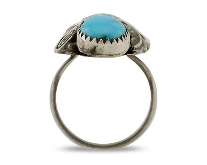 Navajo Ring 925 Silver Natural Blue Turquoise Native American C.80's