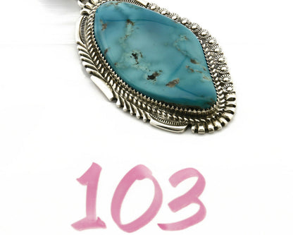 Navajo Lorren Begay Pendant Natural Turquoise .925 Silver Hand Stamped C.80's