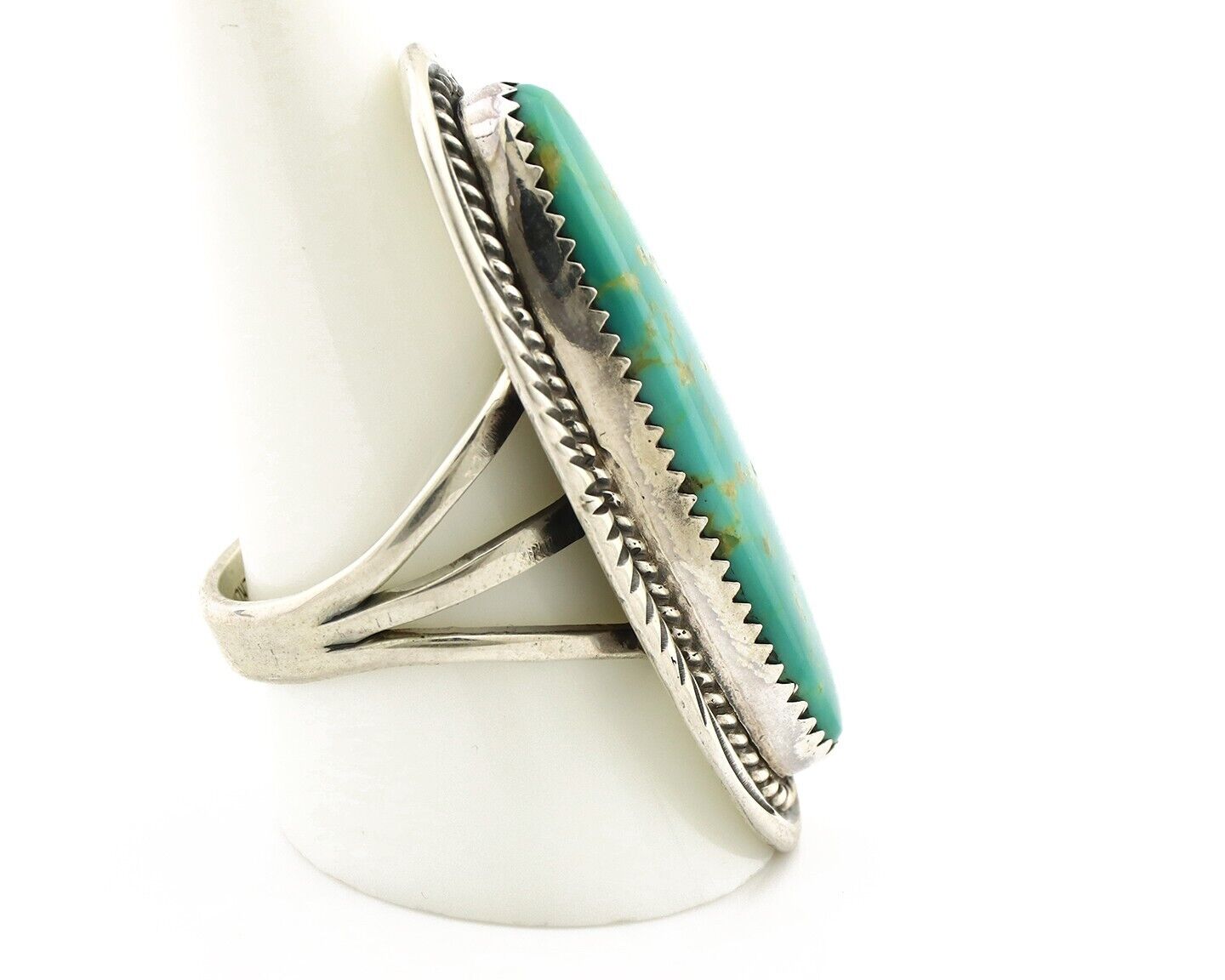 Navajo Ring 925 Silver Natural Mined Turquoise Artist Signed USA C.80s