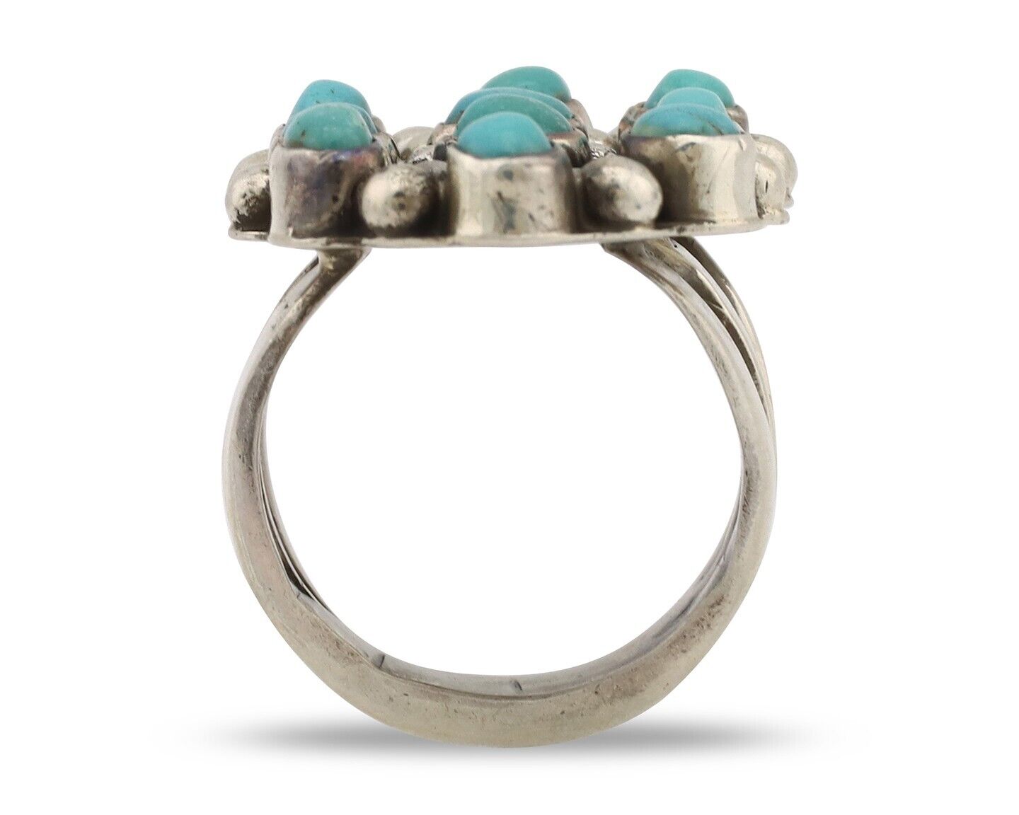 Navajo Ring .925 Silver Natural Blue Turquoise Native American Artist C.80's