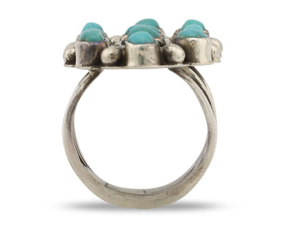 Navajo Ring .925 Silver Natural Blue Turquoise Native American Artist C.80's