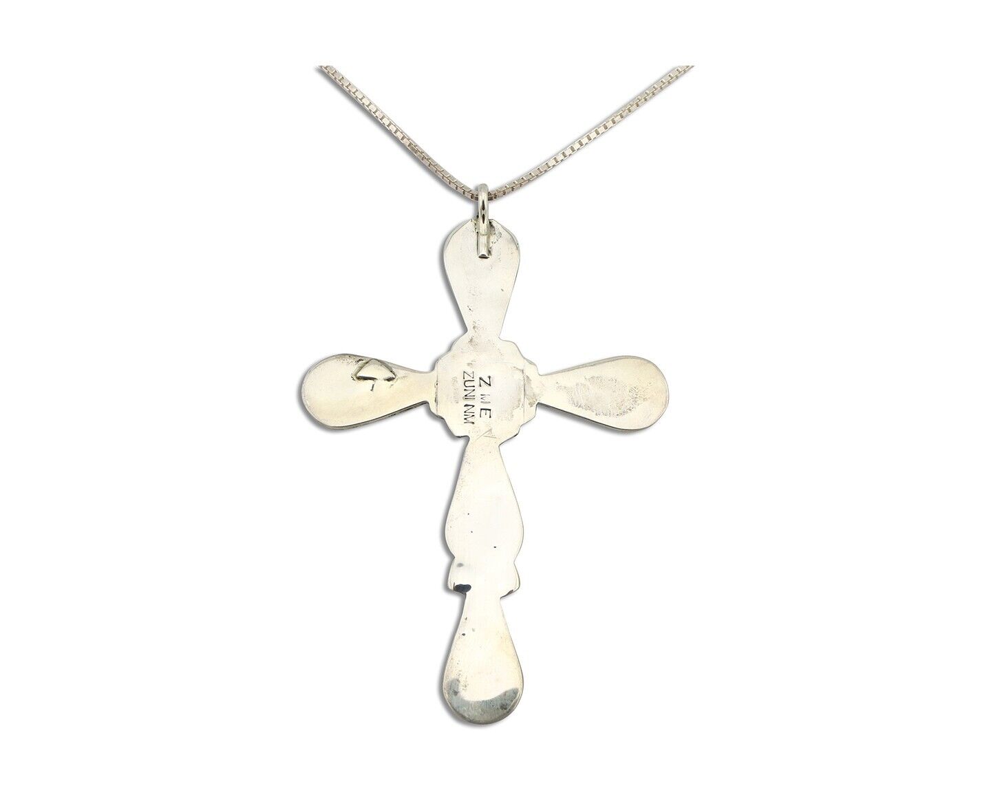 Zuni Cross Pendant 925 Silver Natural Gemstone Zeno & Maryann Edaaki C.80's