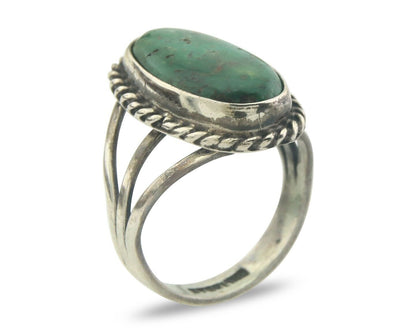 Navajo Ring 925 Sterling Turquoise Handmade Native Artist C.80's Size 6.25