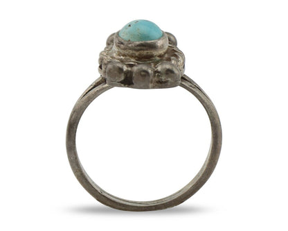 Navajo Ring 925 Silver Natural Blue Turquoise Native American Artist C.1980's
