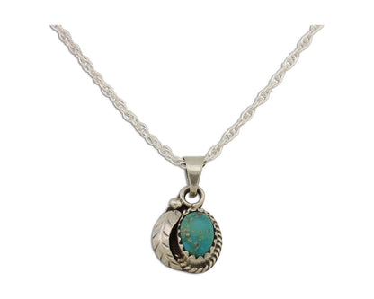 Navajo Pendant 925 Silver Natural Blue Turquoise Artist Native American C.80's