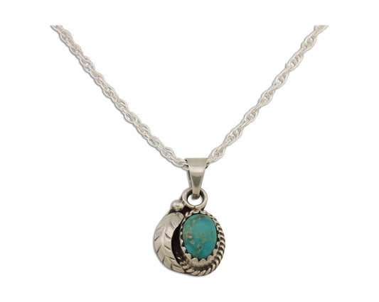 Navajo Pendant 925 Silver Natural Blue Turquoise Artist Native American C.80's