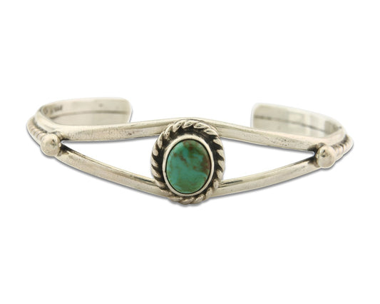 Vintage Navajo Bracelet 925 Silver Turquoise Tranditional Handmade Signed Gecko