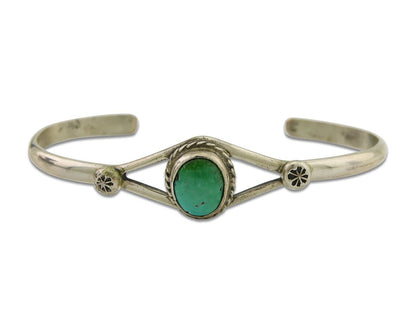 Navajo Cuff Bracelet 925 Silver Turquoise Native American Artist Handmade C.80's