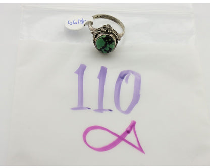 Navajo Ring 925 Silver Natural Spiderweb Turquoise Native Artist Signed Cody