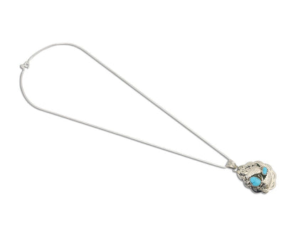 Navajo Necklace 925 Silver Turquoise Native Artist Signed Wilbert Benally C.80's