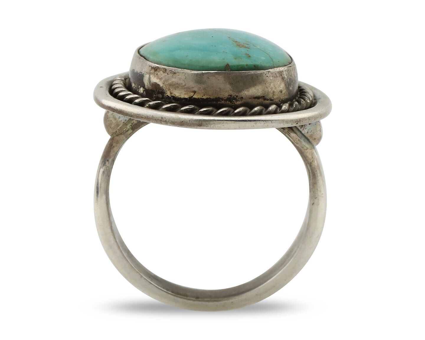 Navajo Ring 925 Silver Blue Turquoise Native American Signed C.80's