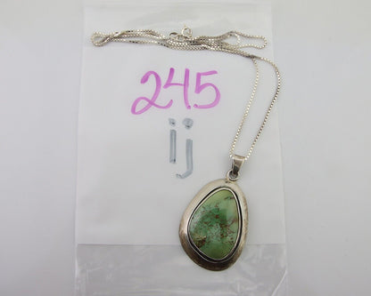 Navajo Necklace 925 Silver Natural Green Turquoise Native American Artist C.80's